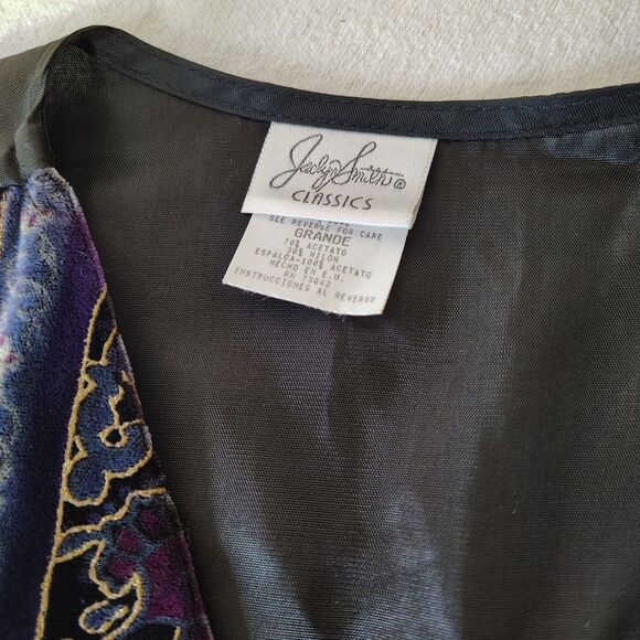 Vtg Women's 80s 90s Boho Patchwork Velvet Floral Vest Gold Accents Baroque Large - Picture 5 of 9